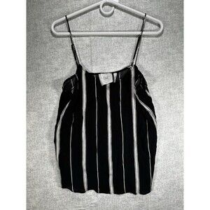 L'ACADEMIE Cami Top Womens Small Black White Striped Viscose Adjustable Straps